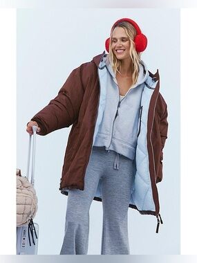 1246. FREE PEOPLE Roaming On Reversible Parka in Truffle Sz XS NWT $298
